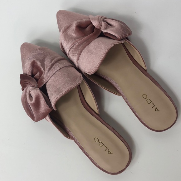 Aldo Shoes - NWOT Aldo Pink Velvet Bow Mules